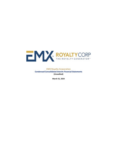 Thumbnail EMX Royalty
 Quarterly Report 2024-q1