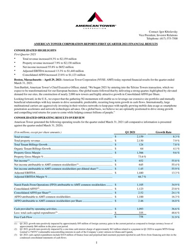 Thumbnail American Tower Quarterly Report 2021-q1