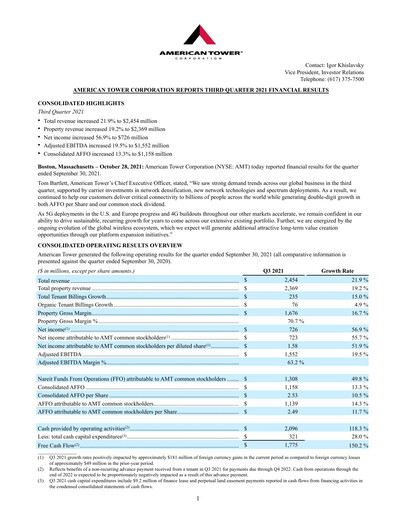Thumbnail American Tower Quarterly Report 2021-q3