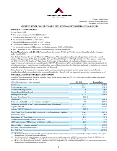 Thumbnail American Tower Quarterly Report 2022-q2
