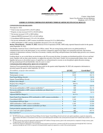 Thumbnail American Tower Quarterly Report 2022-q3