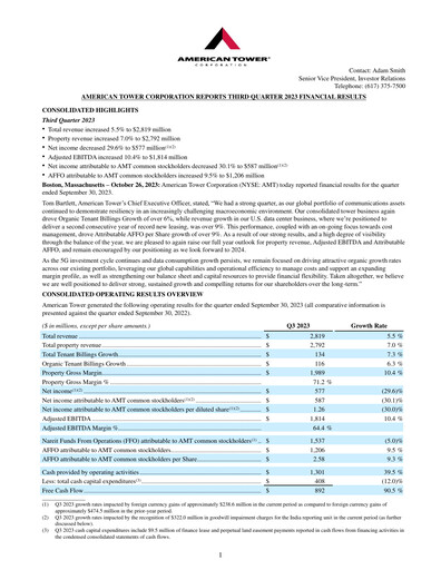 Thumbnail American Tower Quarterly Report 2023-q3