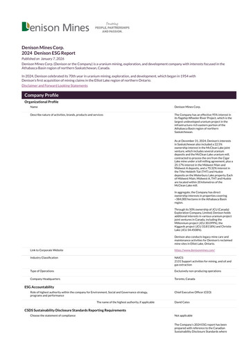 Thumbnail Denison Mines
 ESG Report 2024