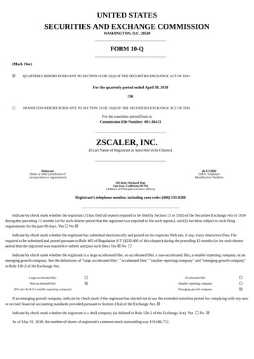 Thumbnail Zscaler Quarterly Report 2018-q3
