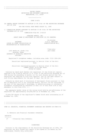 Thumbnail Cheniere Energy
 Annual Report 1996