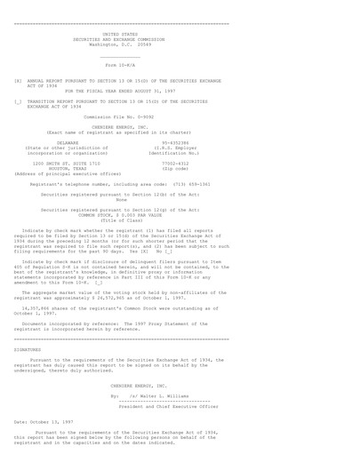 Thumbnail Cheniere Energy
 Annual Report 1997