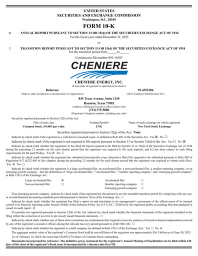 Thumbnail Cheniere Energy
 Annual Report 2023