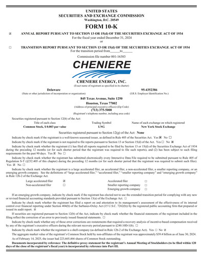 Thumbnail Cheniere Energy
 Annual Report 2024