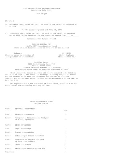 Thumbnail Cheniere Energy
 Quarterly Report 1996-q2