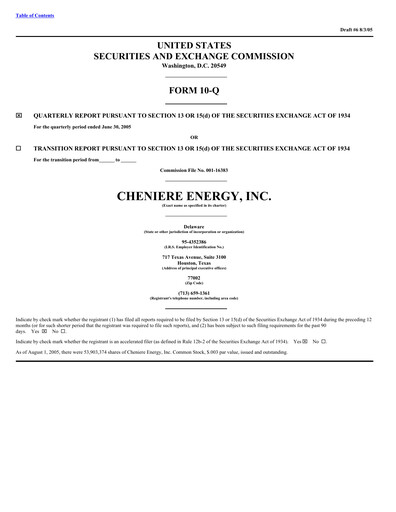 Thumbnail Cheniere Energy
 Quarterly Report 2005-q2
