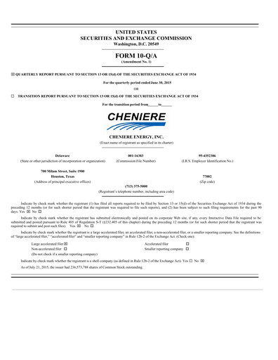 Thumbnail Cheniere Energy
 Quarterly Report 2015-q2