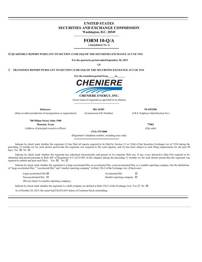 Thumbnail Cheniere Energy
 Quarterly Report 2015-q3