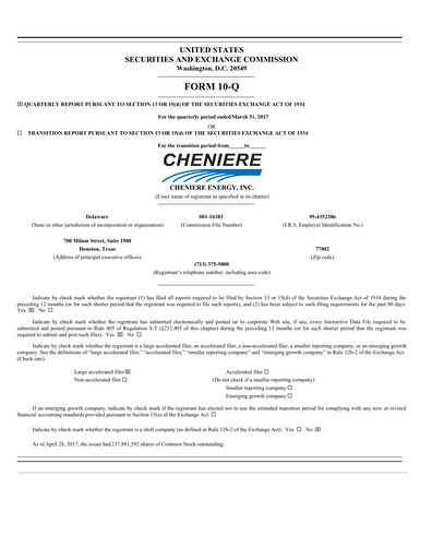 Thumbnail Cheniere Energy
 Quarterly Report 2017-q1