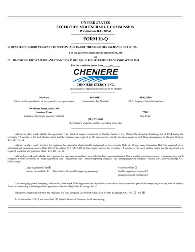 Thumbnail Cheniere Energy
 Quarterly Report 2017-q3