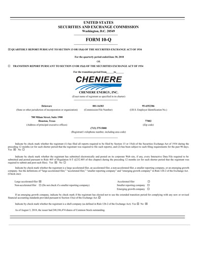 Thumbnail Cheniere Energy
 Quarterly Report 2018-q2