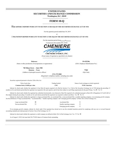 Thumbnail Cheniere Energy
 Quarterly Report 2019-q2