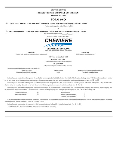 Thumbnail Cheniere Energy
 Quarterly Report 2024-q1