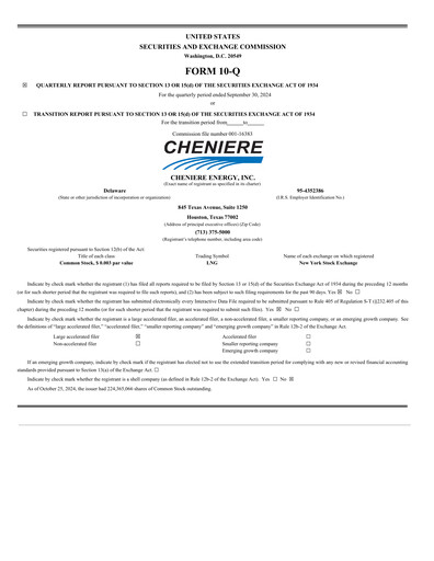 Thumbnail Cheniere Energy
 Quarterly Report 2024-q3