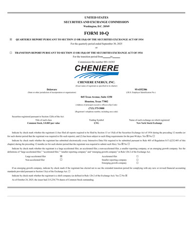 Thumbnail Cheniere Energy
 Quarterly Report 2025-q3