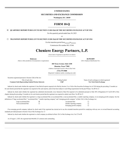 Thumbnail Cheniere Energy
Partners Quarterly Report 2025-q2