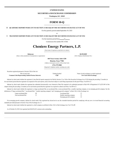 Thumbnail Cheniere Energy
Partners Quarterly Report 2025-q3