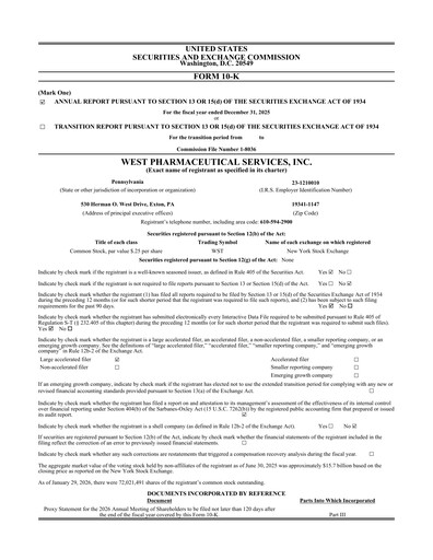 Thumbnail West Pharmaceutical Services Annual Report 2025