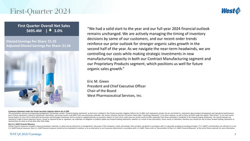 Thumbnail West Pharmaceutical Services Quarterly Report 2024-q1