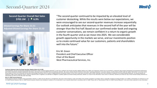 Thumbnail West Pharmaceutical Services Quarterly Report 2024-q2