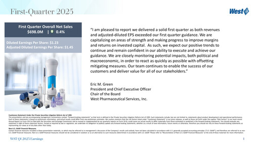 Thumbnail West Pharmaceutical Services Quarterly Report 2025-q1