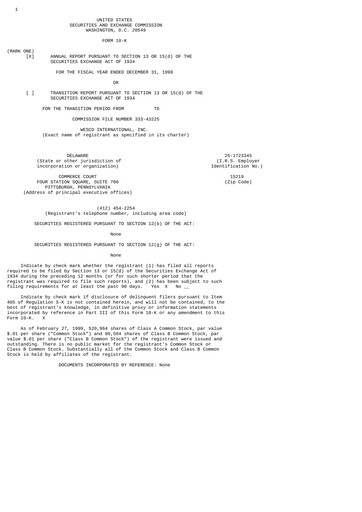 Thumbnail WESCO International
 Annual Report 1998