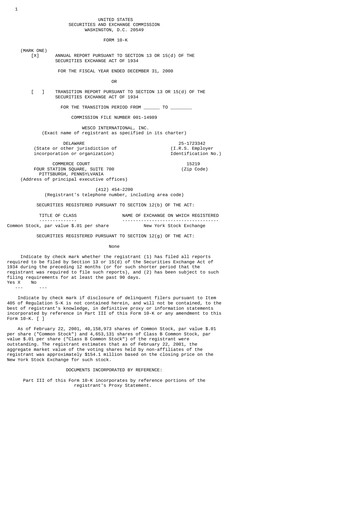 Thumbnail WESCO International
 Annual Report 2000