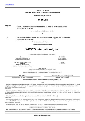 Thumbnail WESCO International
 Annual Report 2004