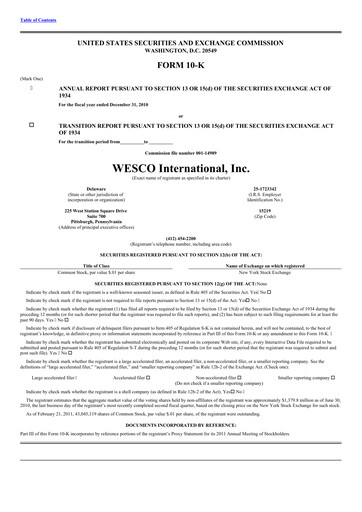 Thumbnail WESCO International
 Annual Report 2010