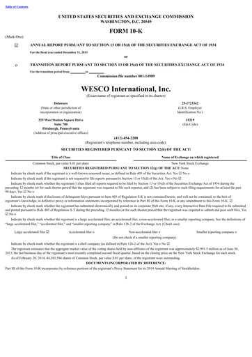 Thumbnail WESCO International
 Annual Report 2013