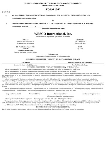 Thumbnail WESCO International
 Annual Report 2016