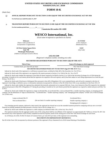 Thumbnail WESCO International
 Annual Report 2017