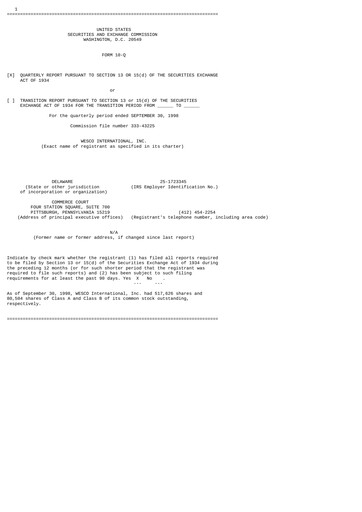 Thumbnail WESCO International
 Quarterly Report 1998-q3