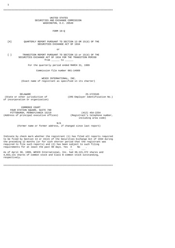 Thumbnail WESCO International
 Quarterly Report 1999-q1