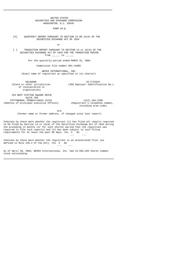 Thumbnail WESCO International
 Quarterly Report 2004-q1