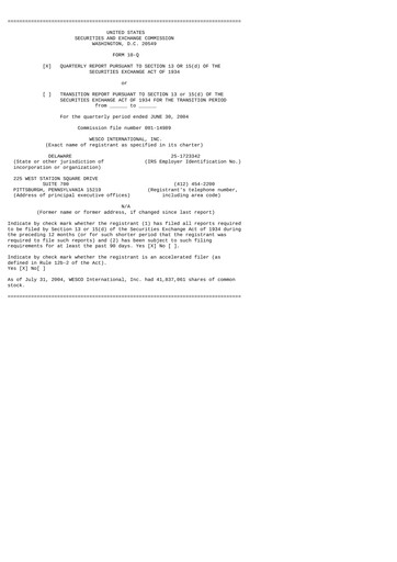 Thumbnail WESCO International
 Quarterly Report 2004-q2