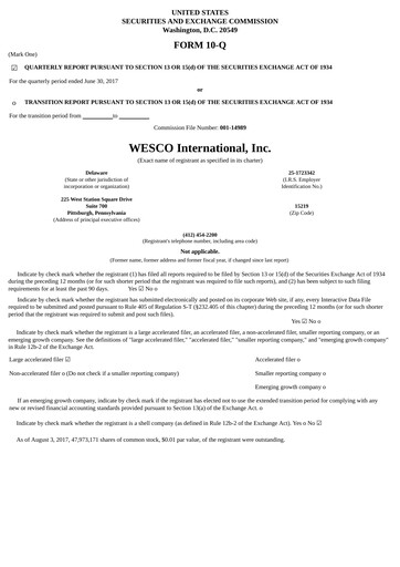 Thumbnail WESCO International
 Quarterly Report 2017-q2