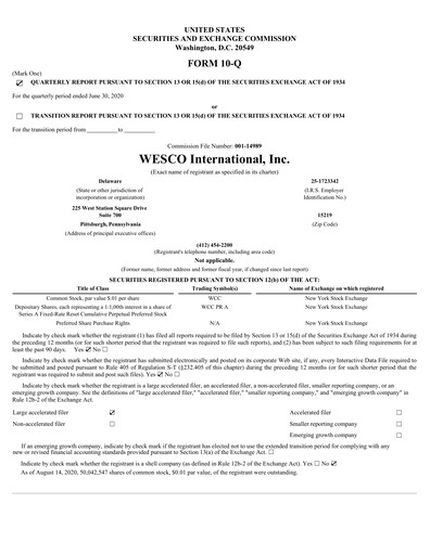 Thumbnail WESCO International
 Quarterly Report 2020-q2