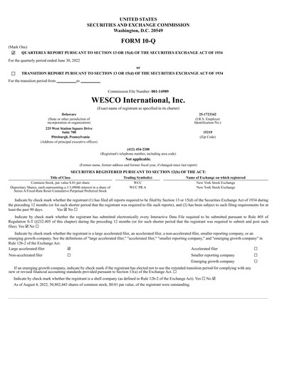 Thumbnail WESCO International
 Quarterly Report 2022-q2