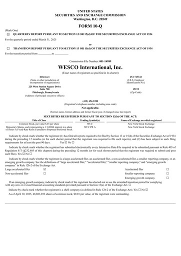 Thumbnail WESCO International
 Quarterly Report 2025-q1