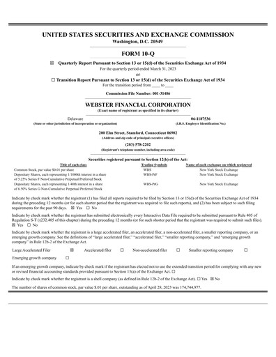 Thumbnail Webster Financial Quarterly Report 2023-q1