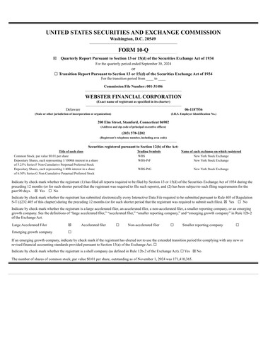 Thumbnail Webster Financial Quarterly Report 2024-q3