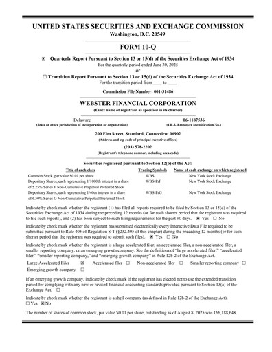 Thumbnail Webster Financial Quarterly Report 2025-q2