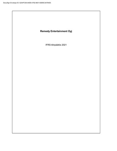 Thumbnail Remedy Entertainment Financial Statement 2021