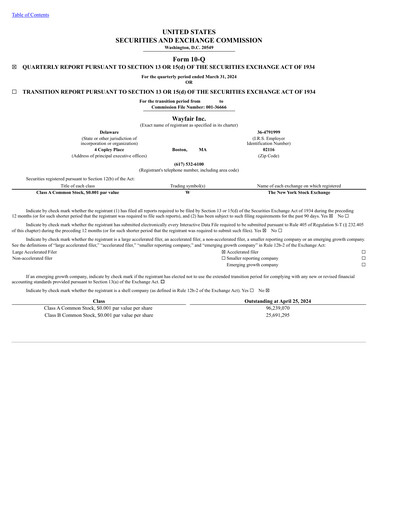 Thumbnail Wayfair Quarterly Report 2024-q1