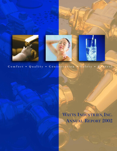 Thumbnail Watts Water Technologies
 Annual Report 2002